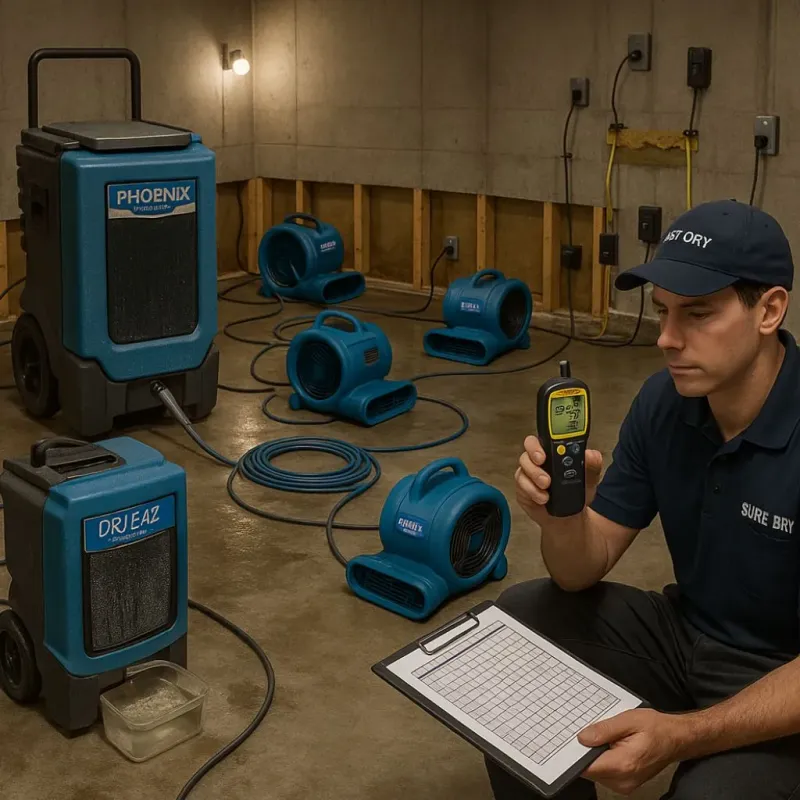 Structural Drying and Dehumidification process in Wenham, MA